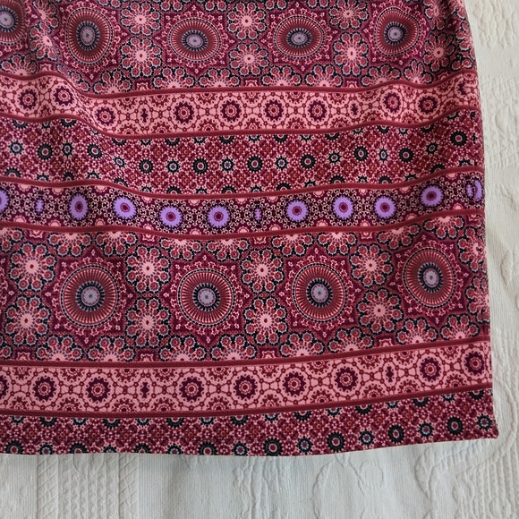 LuLaRoe Pink Boho Mini Skirt Stretchy Fold Over Pencil Stripes Tribal Western 3X - Picture 2 of 5